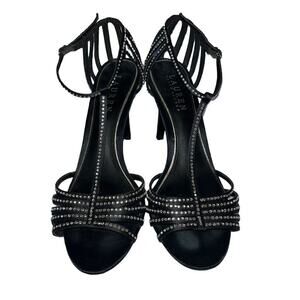 Lauren Ralph Lauren black strap heel sandals with rhinestones 8‎